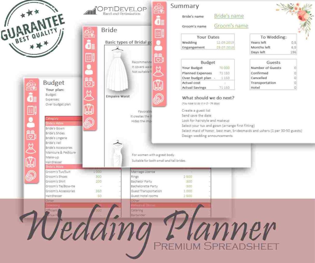 Wedding Planner Checklist - Excel Spreadsheet| LuxTemplates