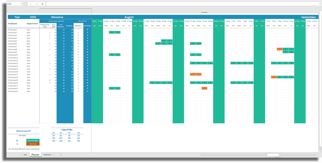 Best Calendar Absence tracker Excel template
