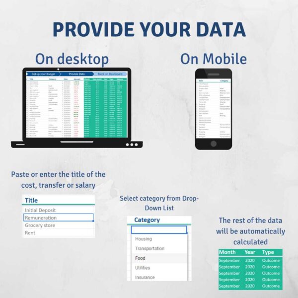 Excel Data Mobile Desktop Expense Planner
