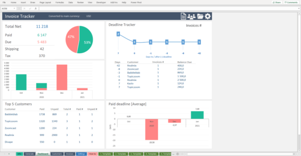 Excel Invoice Generator - Tracker- Dashboard | LuxTemplates