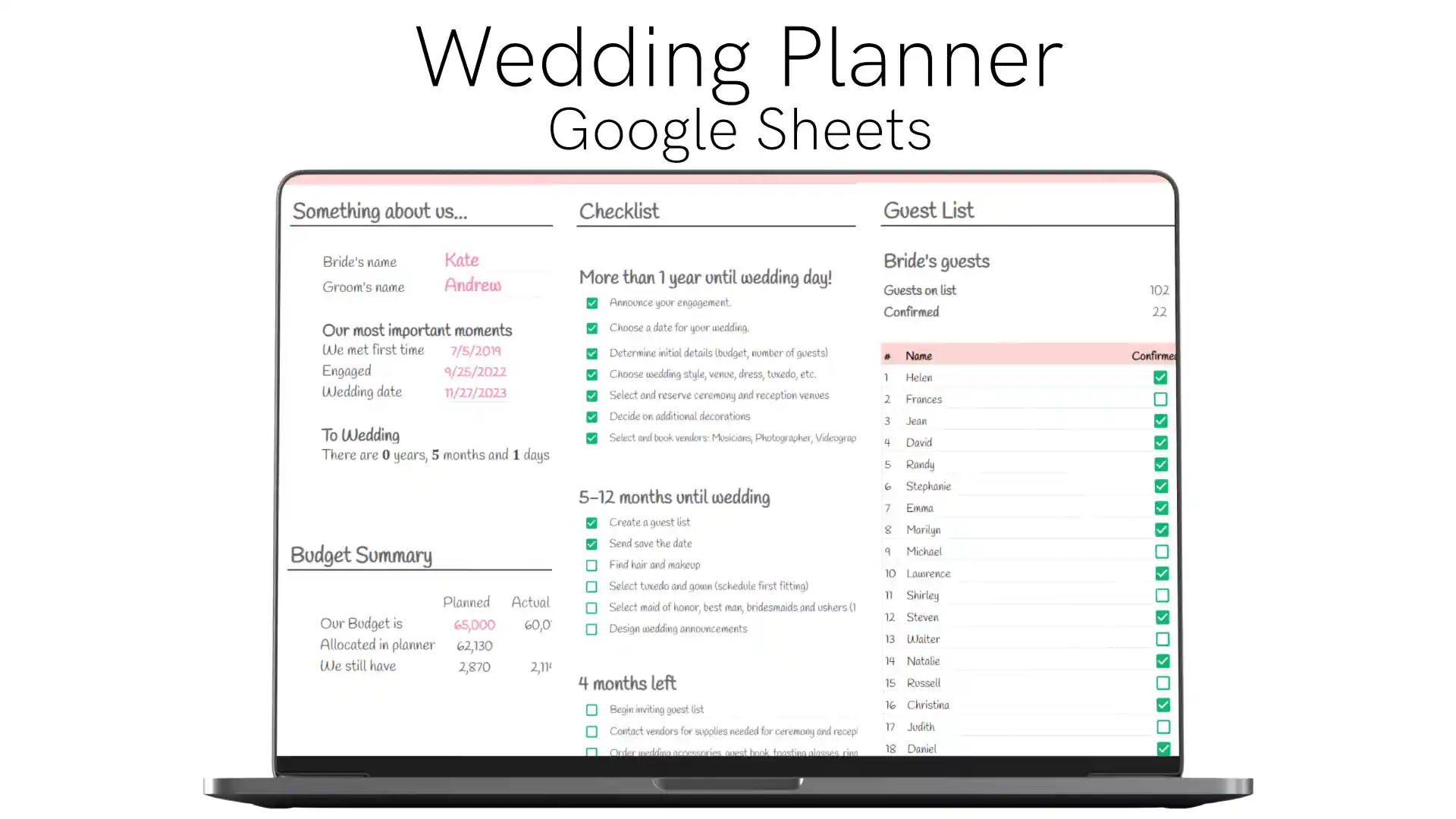 Wedding Planning Google Sheets Template