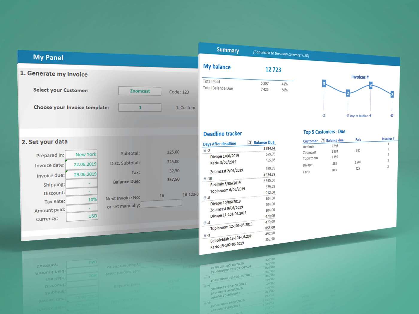 Excel Invoice Generator - Tracker- Dashboard  LuxTemplates Within Invoice Tracking Spreadsheet Template