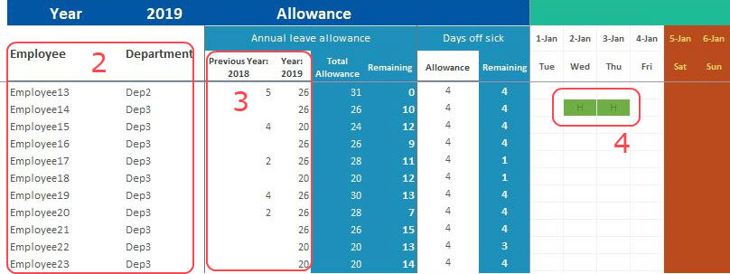 excel template employee attendance planner tracker