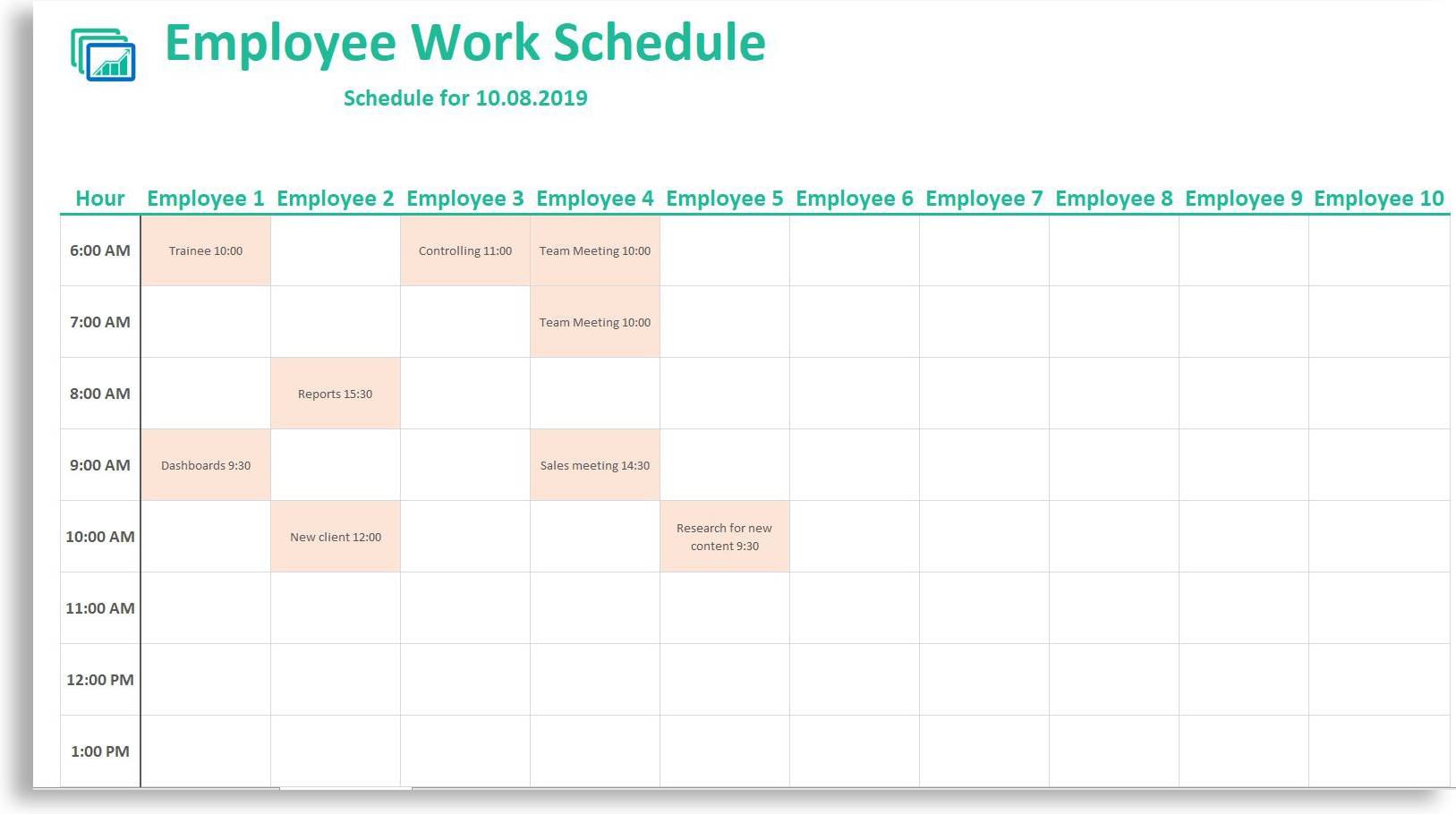 free daily work schedule template excel