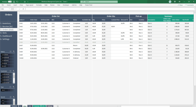 Warehouse Inventory Management - Excel Spreadsheet for Professionals