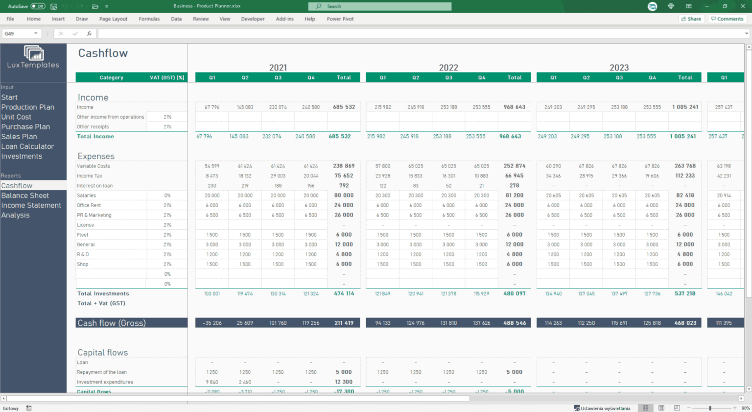 Business & Product Planner - Spreadsheet to plan your finance!