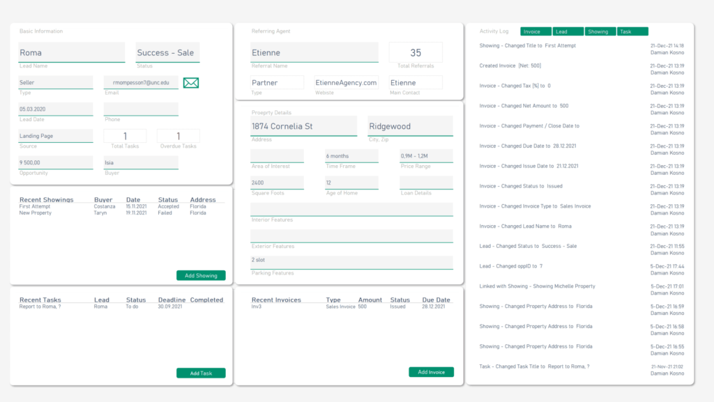 Real Estate Excel Details View