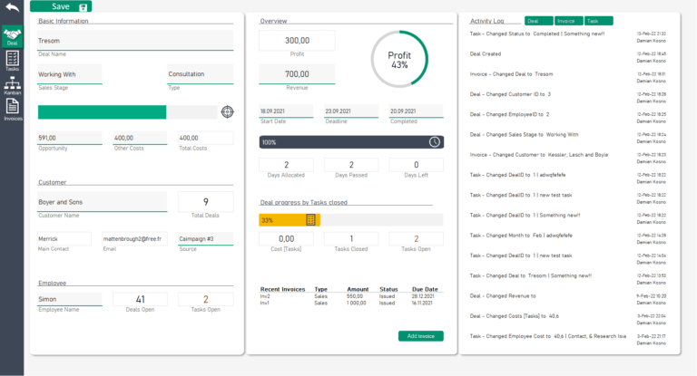 Detail View to show Sales Progress