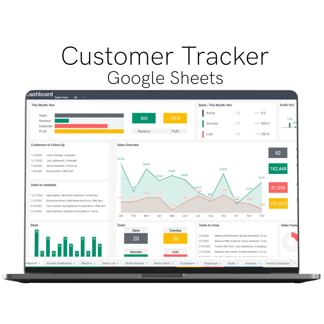 Customer Tracker in Google Sheets with CRM module