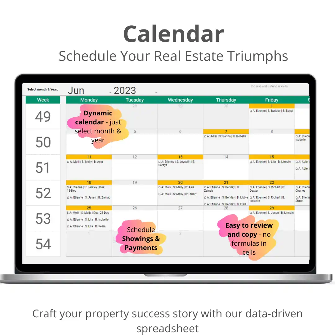 dynamic calendar with easy to review and copy