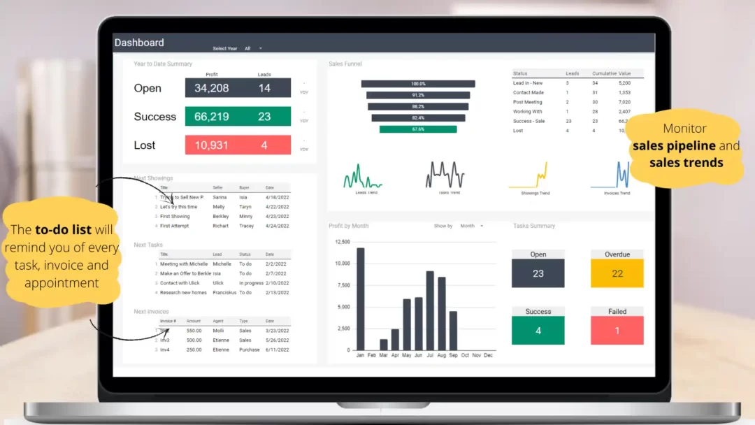 Free real estate dashboard crm sheet